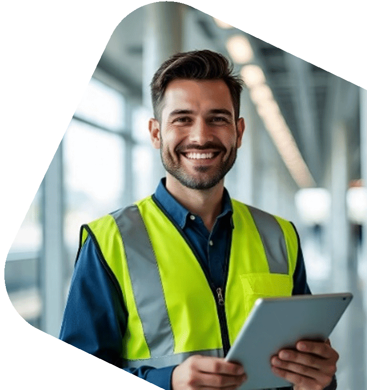 Council worker using an app on a tablet