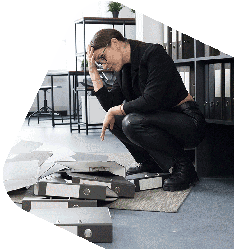 Dropped folders in office near miss