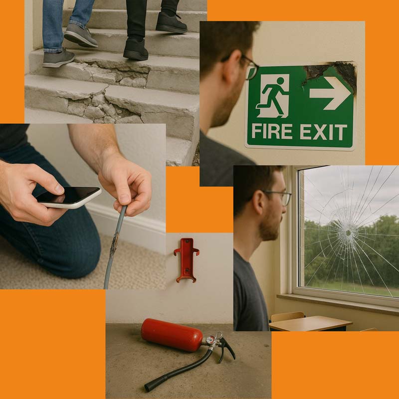 Montage of potential risks being assessed