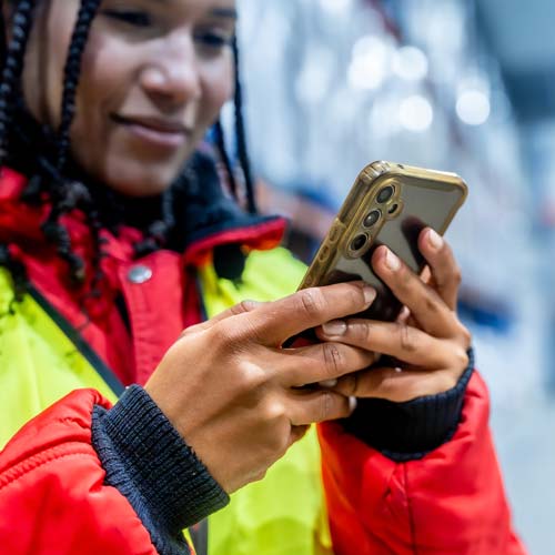 A smartphone being used to log accident details